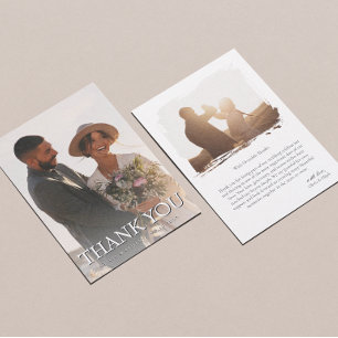Carte de remerciement de mariage élégante avec pho
