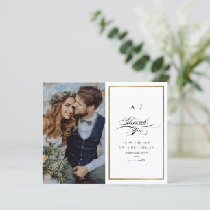 Carte de remerciement de mariage élégante et écono