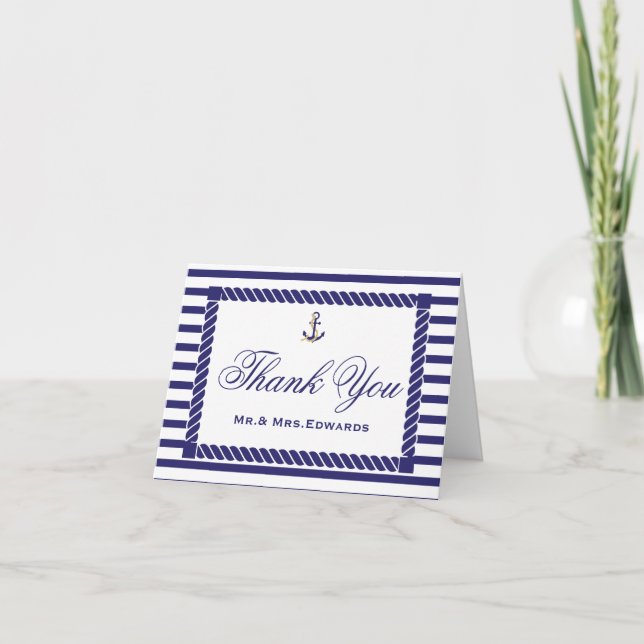 Carte de remerciement de mariage élégante sur le t (Devant)
