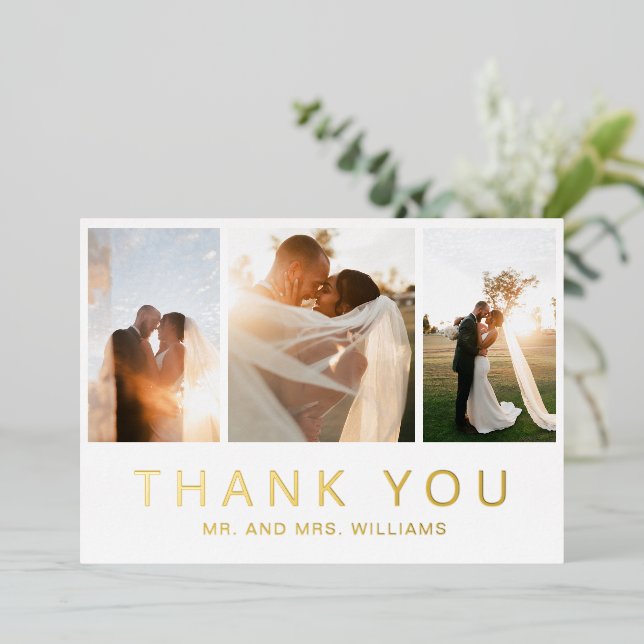 Carte de remerciement de mariage en collage photo  (Debout devant)