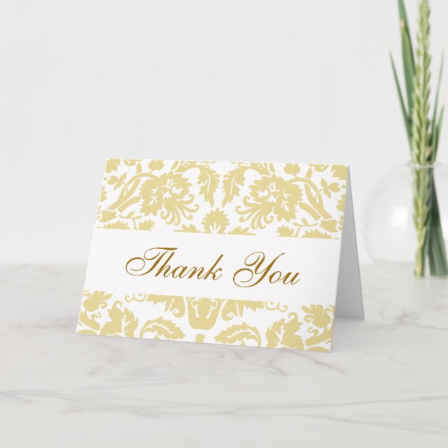 Carte de remerciement de mariage en damassé blanc  (Devant)