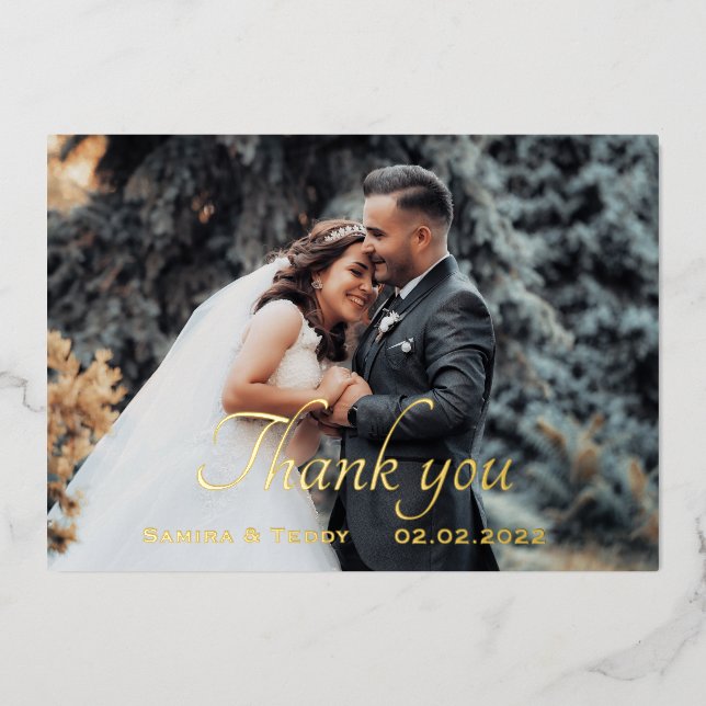 Carte de remerciement de mariage en écriture à la  (Recto)