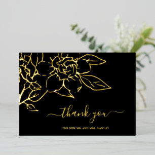 Carte de remerciement de mariage en ligne d'art fl
