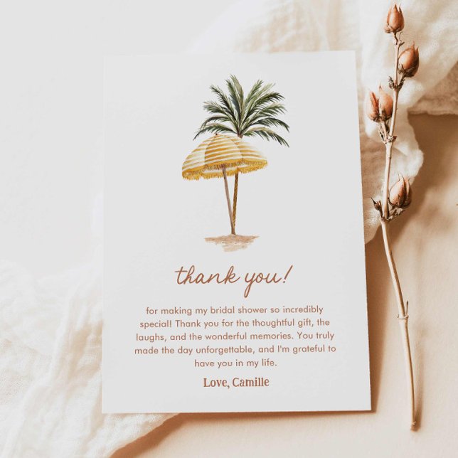 Carte de remerciement de mariage estival sur la pl (Summer Beach Bridal Shower Thank you card)