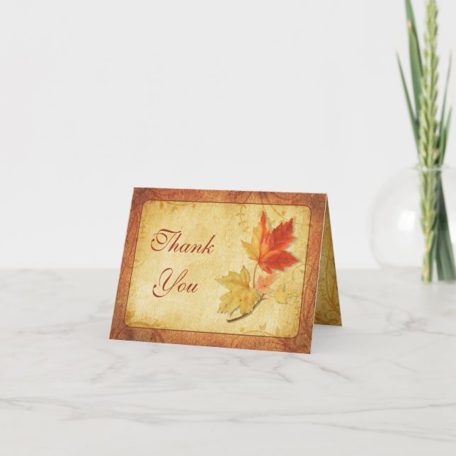 Carte de remerciement de mariage Fall Maple Leaves (Devant)
