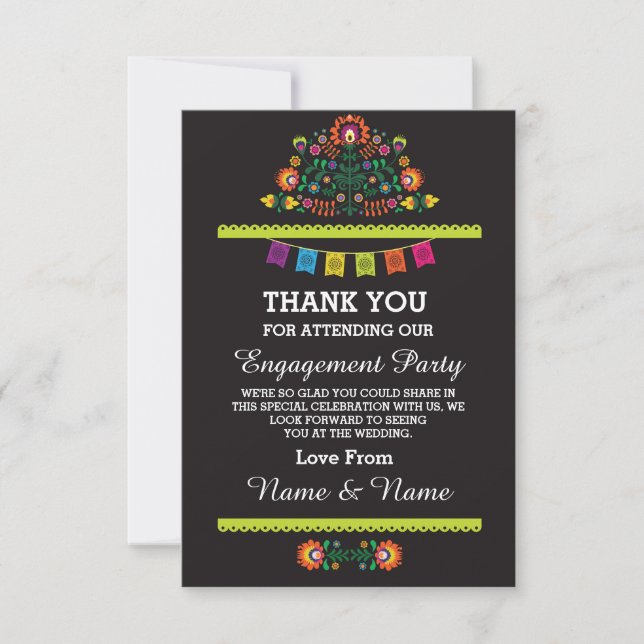 Carte de remerciement de mariage Fiesta mexicaine (Devant)