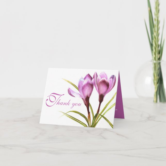 Carte de remerciement de mariage fleur pourpre de  (Devant)