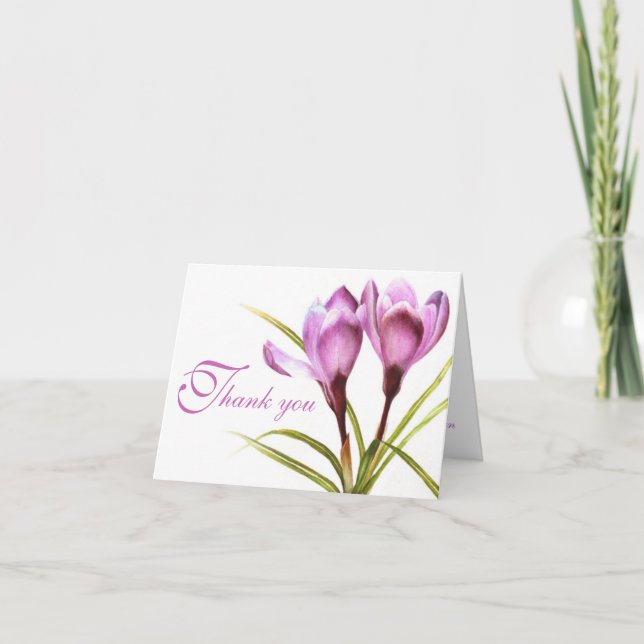 Carte de remerciement de mariage fleur violette de (Devant)
