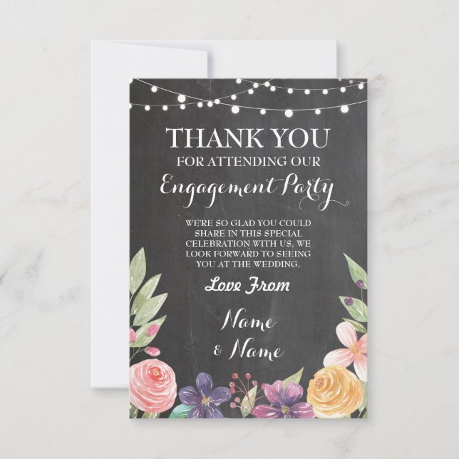 Carte de remerciement de mariage Fleurs de craie r (Devant)