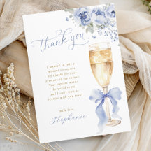 Carte de remerciement de mariage floral bleu