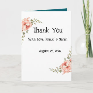 Carte de remerciement de mariage floral Boho éléga