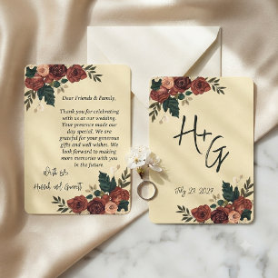 Carte de remerciement de mariage floral de jardin