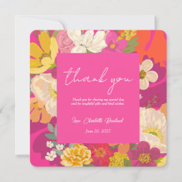 Carte de remerciement de mariage floral rose pour 