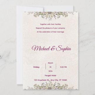 Carte de remerciement de mariage florale élégante