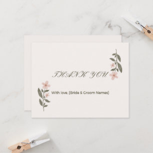 Carte de remerciement de mariage florale élégante