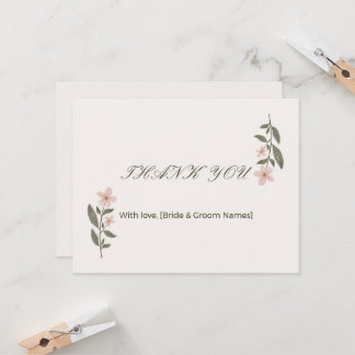 Carte de remerciement de mariage florale élégante