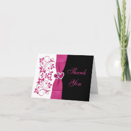 Carte de remerciement de mariage florale rose, bla
