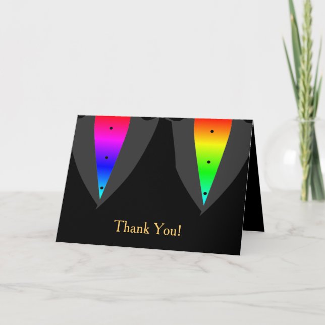 Carte de remerciement de mariage gay Fierté débord (Devant)