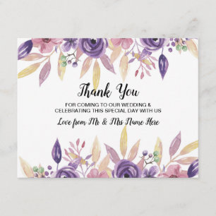 Carte de remerciement de mariage Lavande Fleurs Fl
