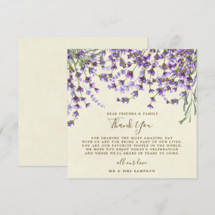 carte de remerciement de mariage lavande pour réce