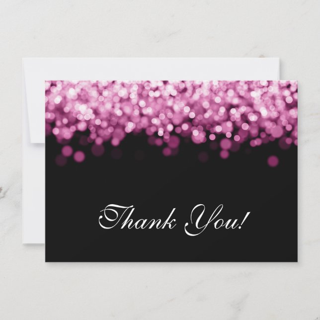 Carte de remerciement de mariage Lumières roses (Devant)