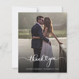 Carte de remerciement de mariage manuscrite avec p
