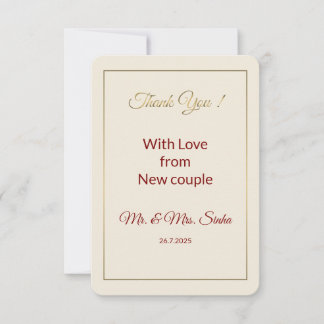 Carte de remerciement de mariage minimaliste.