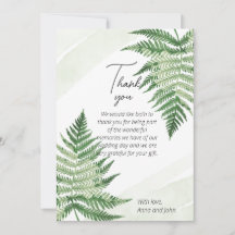 Carte de remerciement de mariage Minimaliste Green
