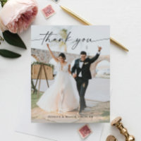 Carte de remerciement de mariage moderne avec phot