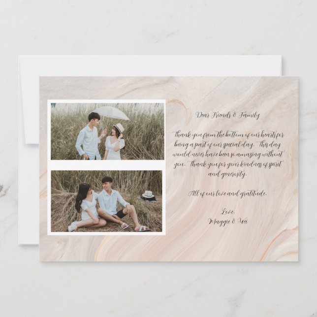 Carte de remerciement de mariage moderne avec phot (Dos)