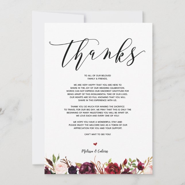 Carte de remerciement de mariage moderne v1 (Devant)