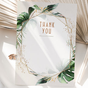 Carte de Remerciement de Mariage Monstera Verte & 