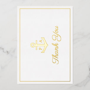 Carte de remerciement de mariage nautique en feuil
