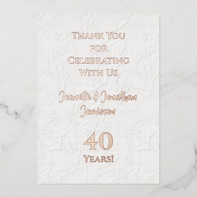 Carte de remerciement de mariage or rose pour tout (Recto)