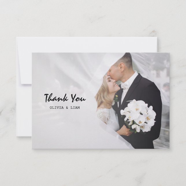 Carte de remerciement de mariage personnalisée ave (Devant)