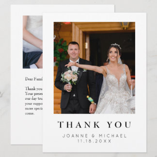 Carte de remerciement de mariage personnalisée ave