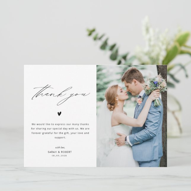 carte de remerciement de mariage personnalisée ave (Debout devant)