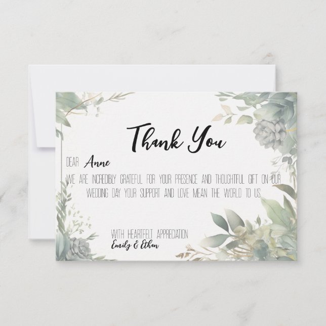 Carte de remerciement de mariage personnalisée sim (Devant)