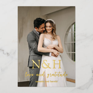 Carte de remerciement de mariage photo à motif mon