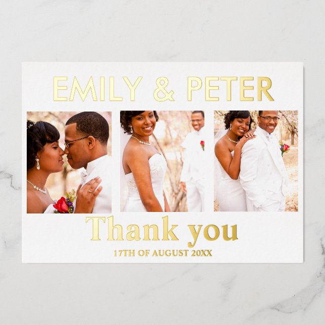 Carte de remerciement de mariage photo à script mi (Recto)
