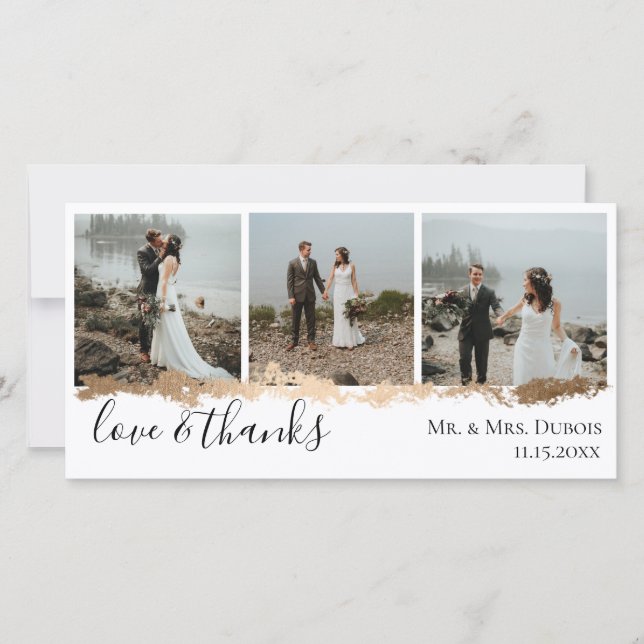 Carte de remerciement de mariage photo avec veine  (Devant)