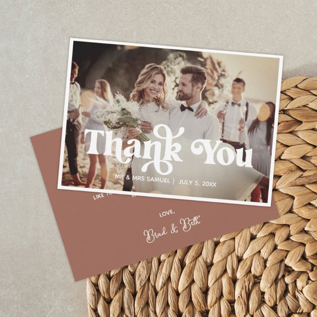 Carte de remerciement de mariage photo Bohème Rétr (Créateur téléchargé)