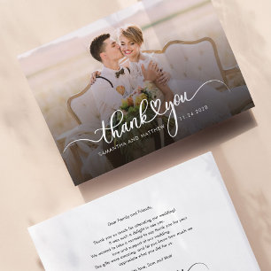 Carte de remerciement de mariage photo écrite à la
