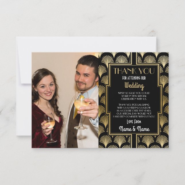 Carte de remerciement de mariage photo Fête de fia (Devant)