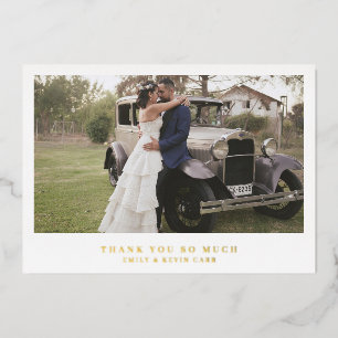 Carte de remerciement de mariage photo or minimali