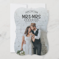Carte de remerciement de mariage photo rustique