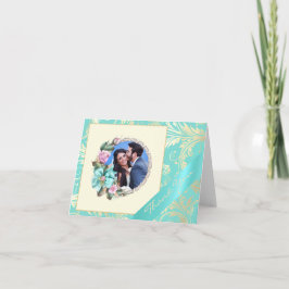 Carte de remerciement de mariage photo sarcelle et