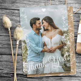 Carte de remerciement de mariage photo toile de ju