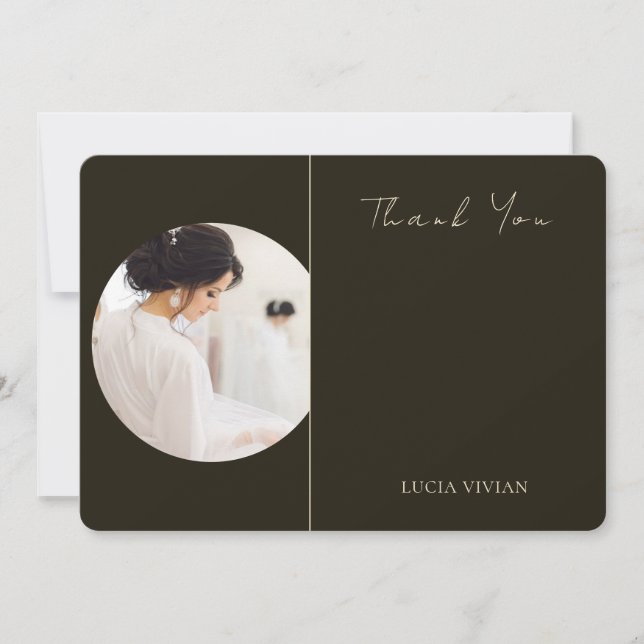 Carte de remerciement de mariage photo typographie (Devant)