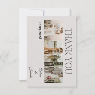 Carte de remerciement de mariage photo typographie